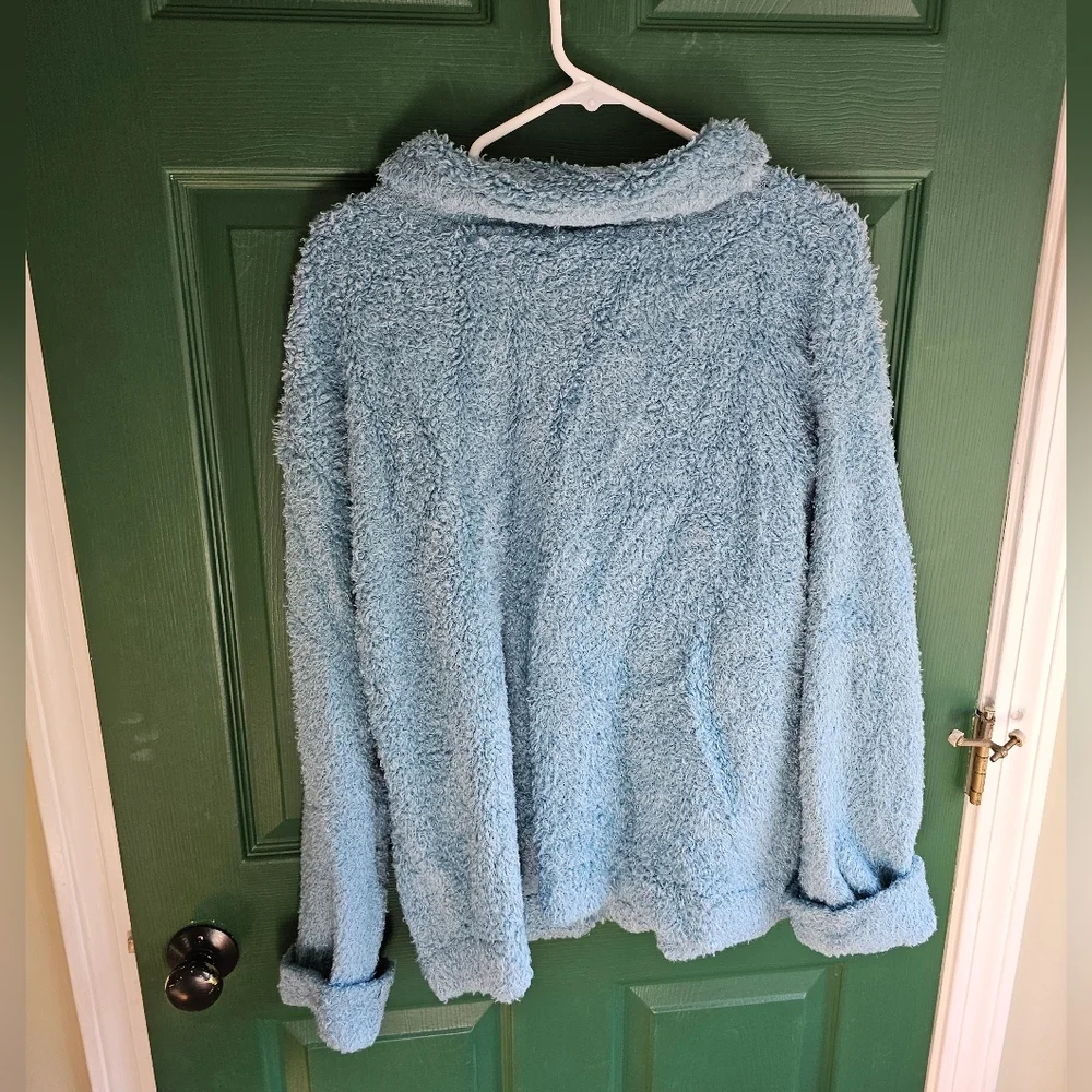 AMADI x Anthropologie Danika Fuzzy Teddy Sky Jacket Coat - Picture 9 of 11